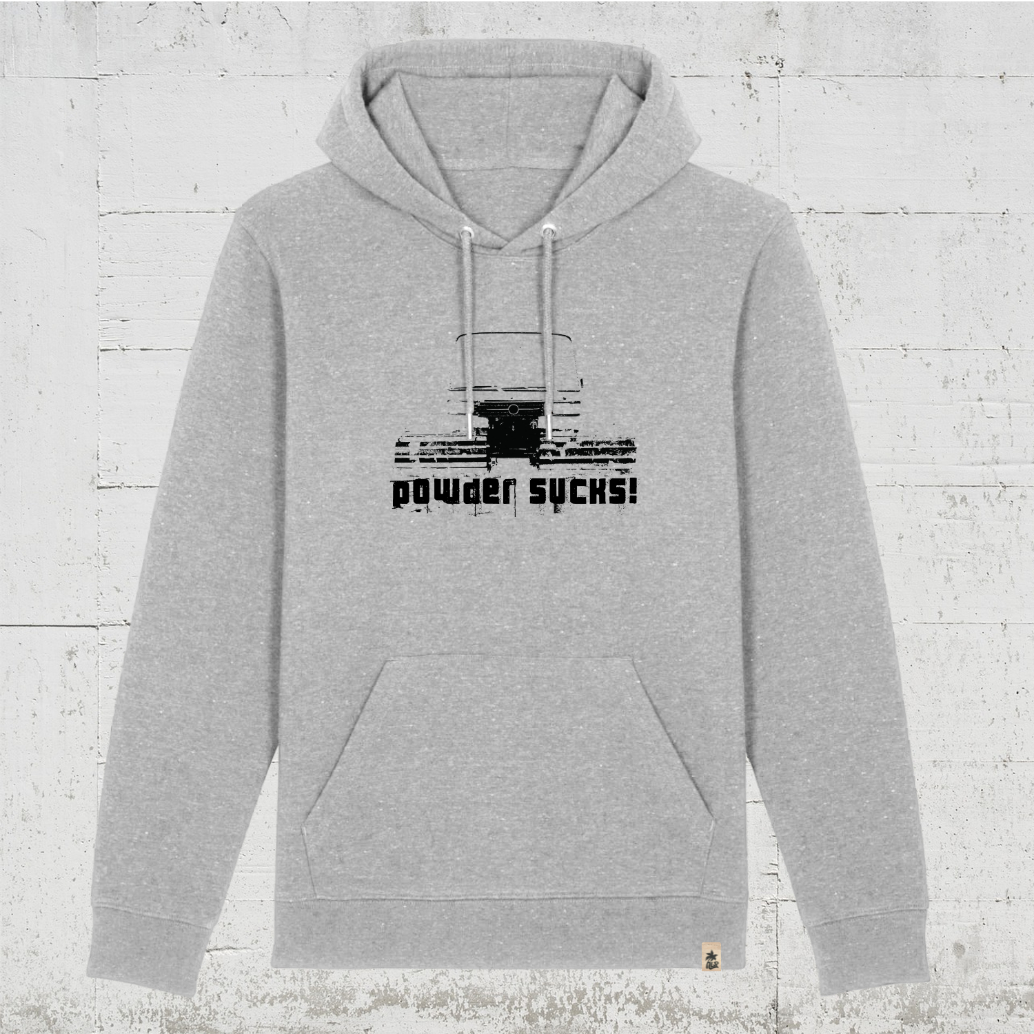 Powder Sucks | Hoodie unisex - organic - vegan - fairwear - heather grey - hell grau