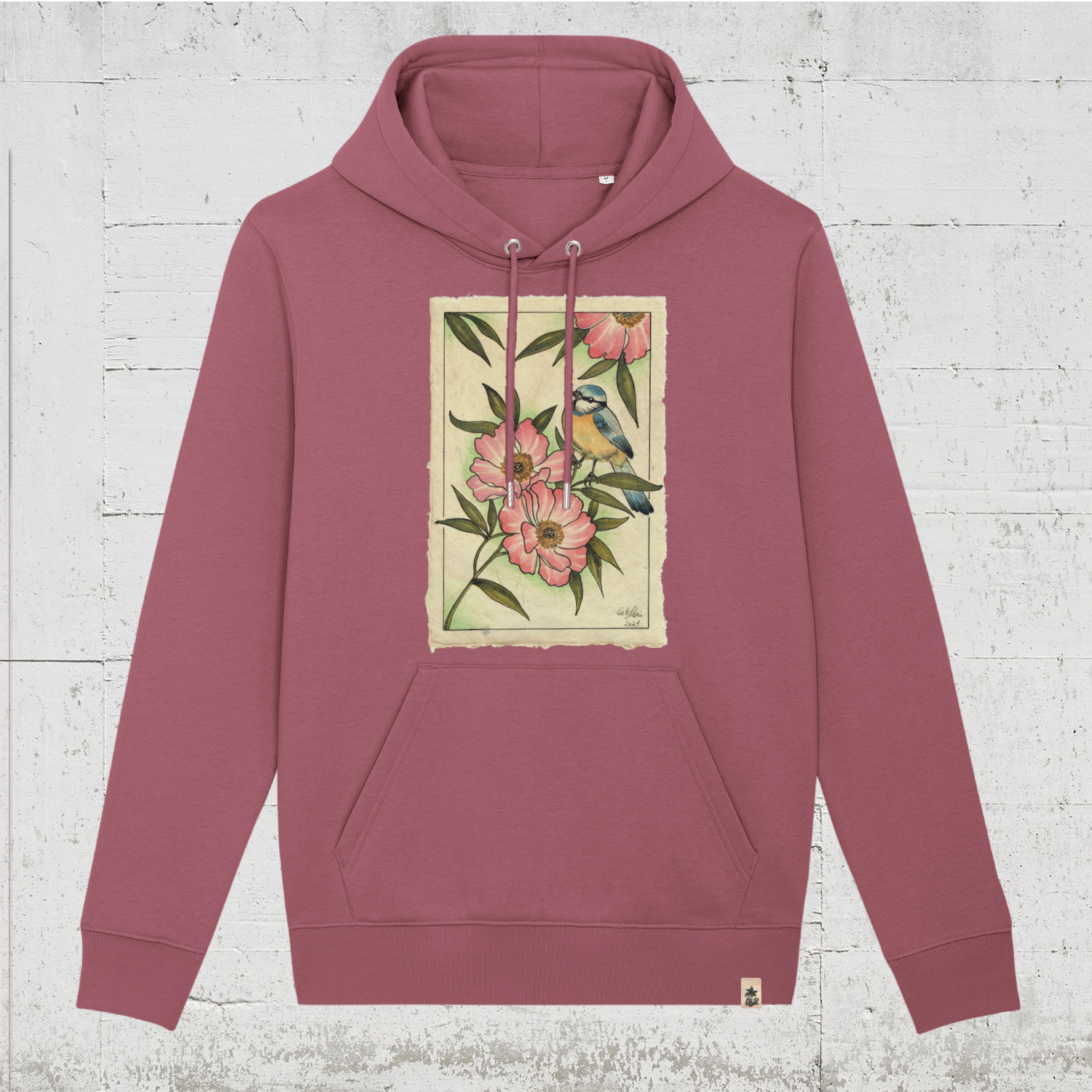 Cutekarin - Blaumeise |  Bio Hoodie unisex HLP Artists hibiscus rose