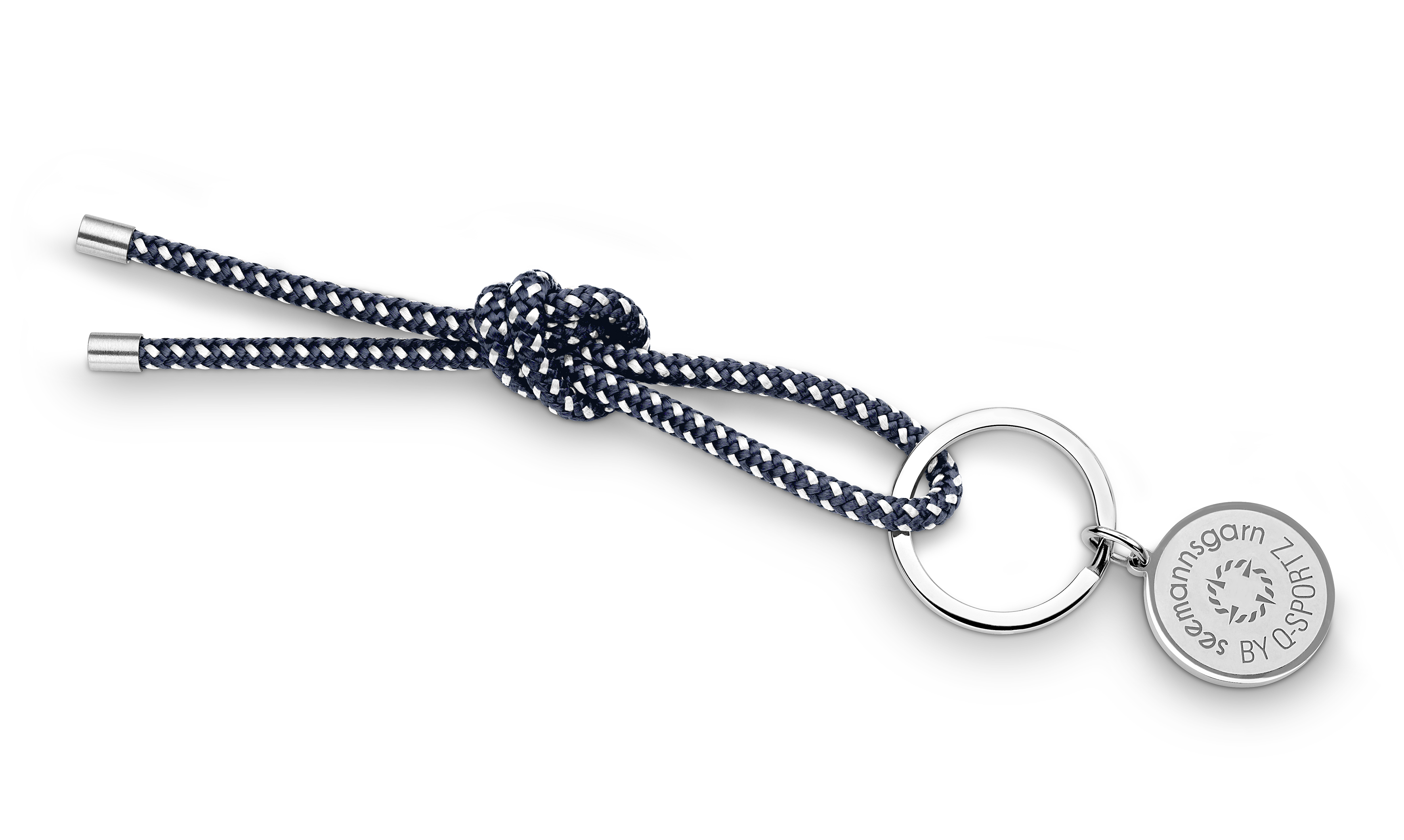 Schlüsselkette "Hiddensee" 4mm Segeltau navy-blau-weiss