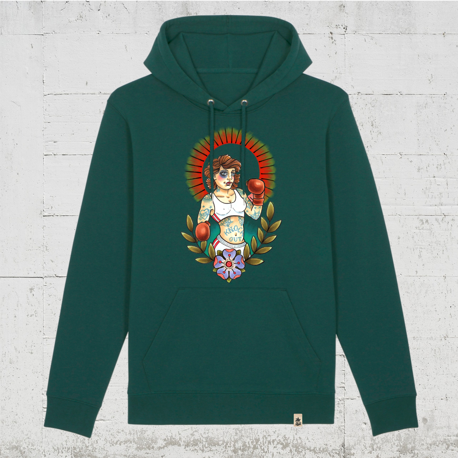 Cutekarin - Knock Out | Bio Hoodie unisex HLP Artists glazed green