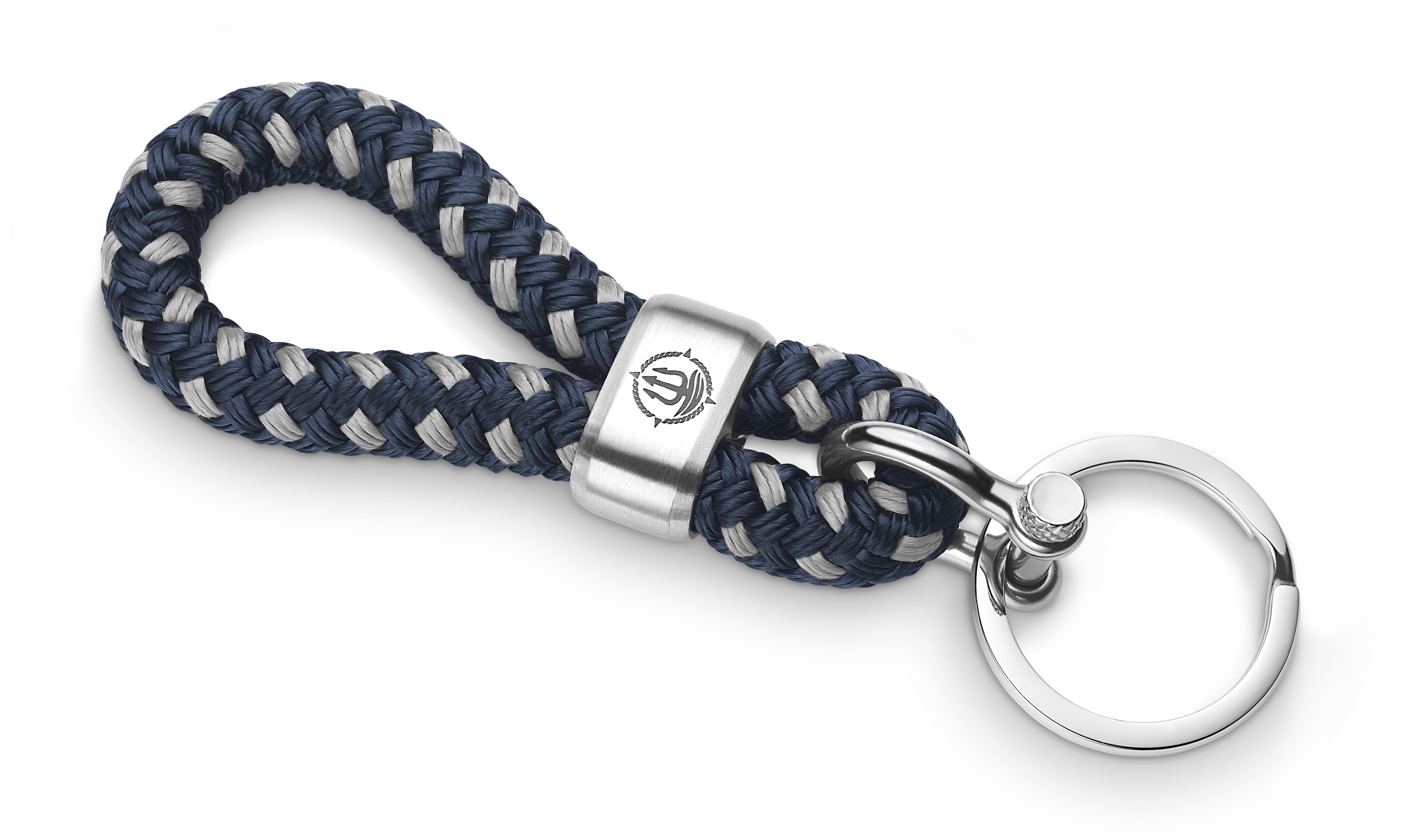 Schlüsselkette "Hiddensee" 8mm Segeltau navy-blau-grau