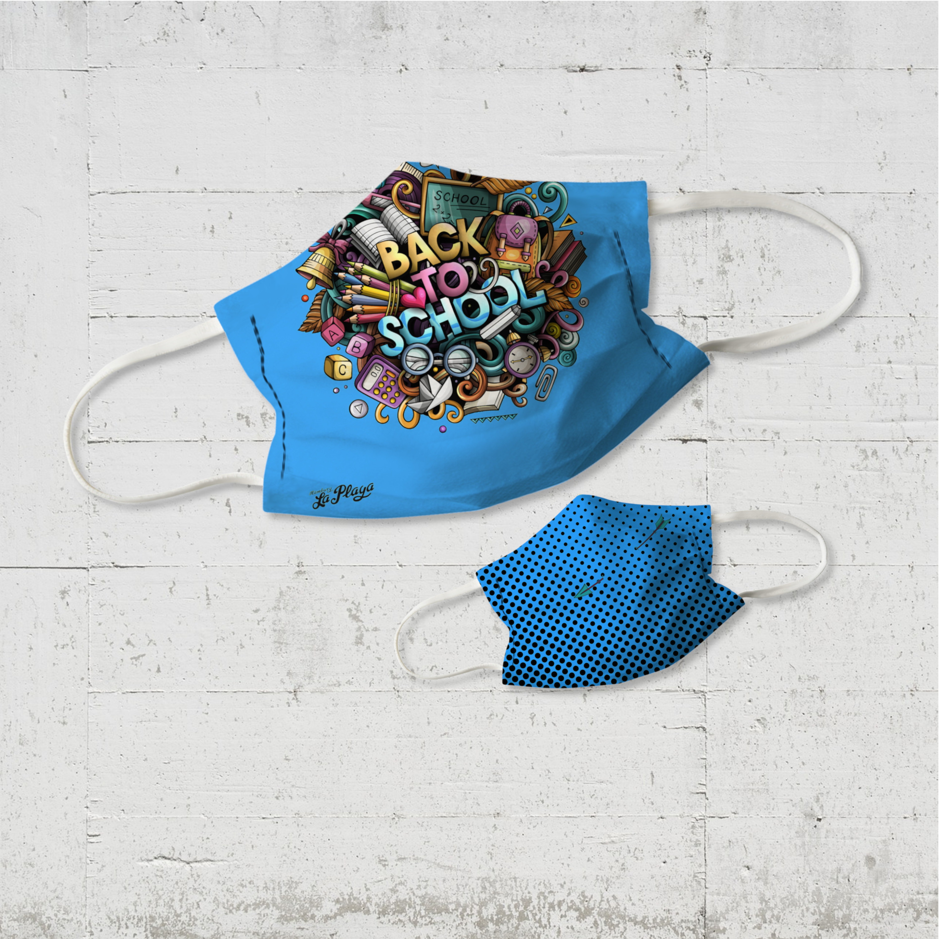 Back to School Kinder Wende-Maske azur  organic fairwear vegan