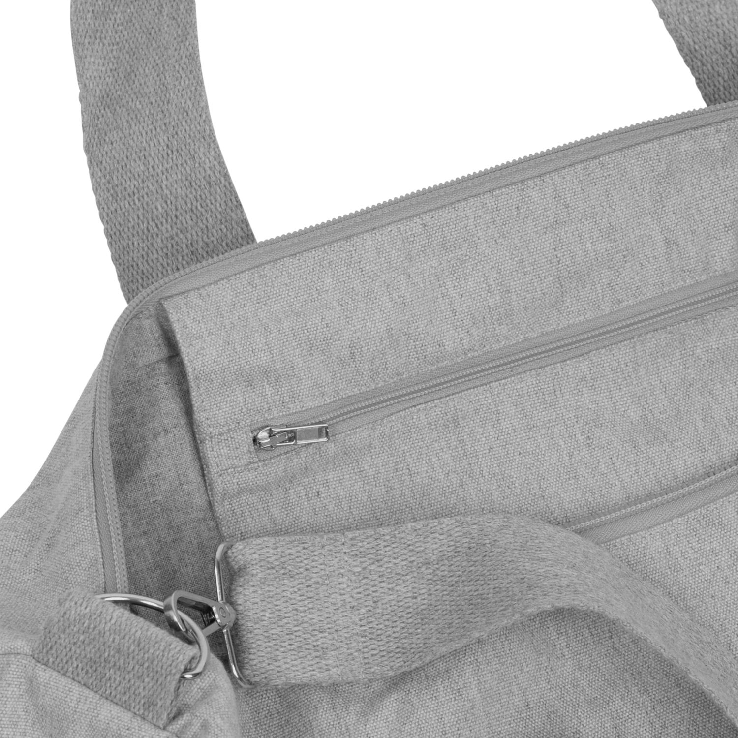 JRRS Duffle Bag  in heather grey mit Logo der Johann-Rieder Realschule Rosenheim