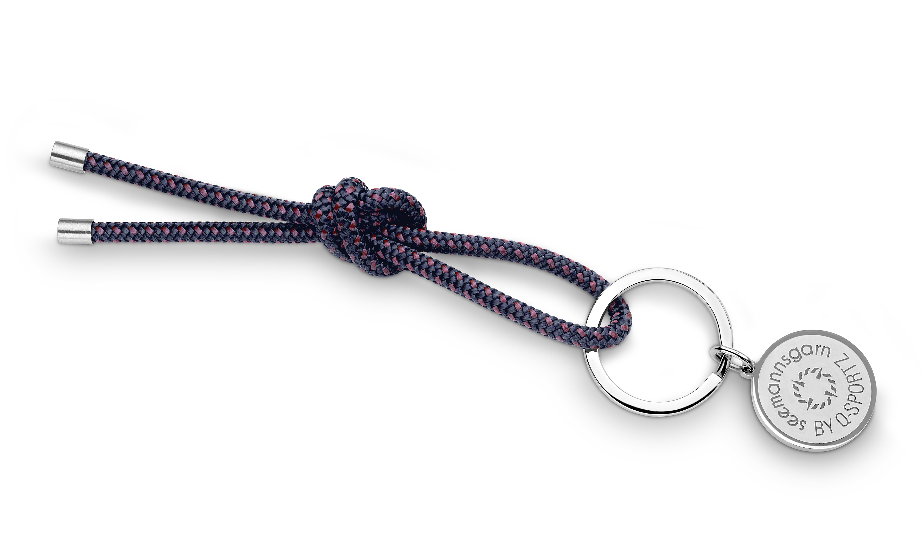 Schlüsselkette "Hiddensee" 4mm Segeltau navy-blau-bordeaux