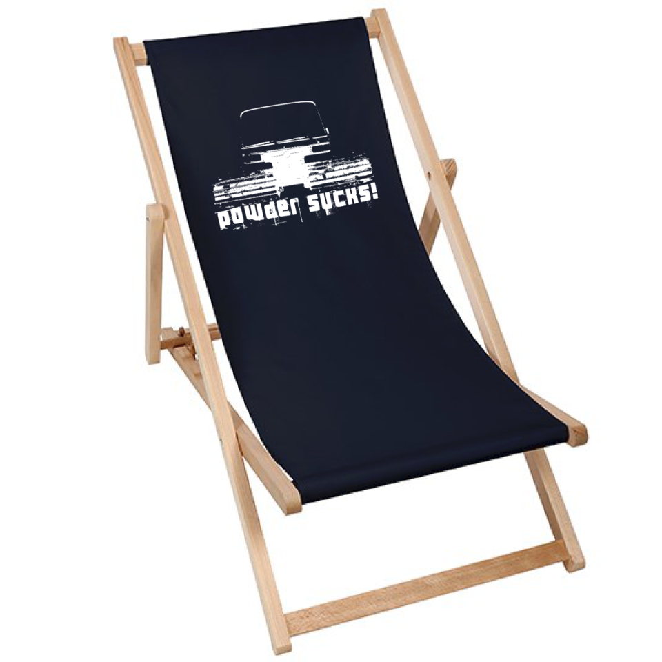 Powder Sucks! | Liegestuhl Deck Chair - black
