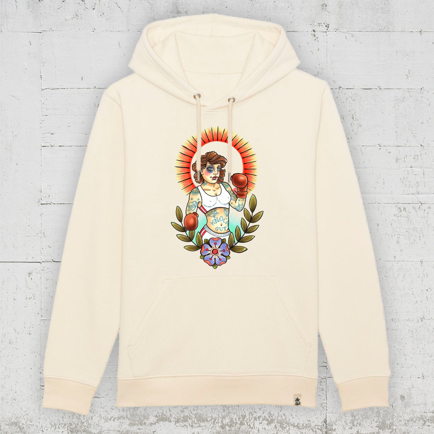 Cutekarin - Knock Out | Bio Hoodie unisex HLP Artists natural raw