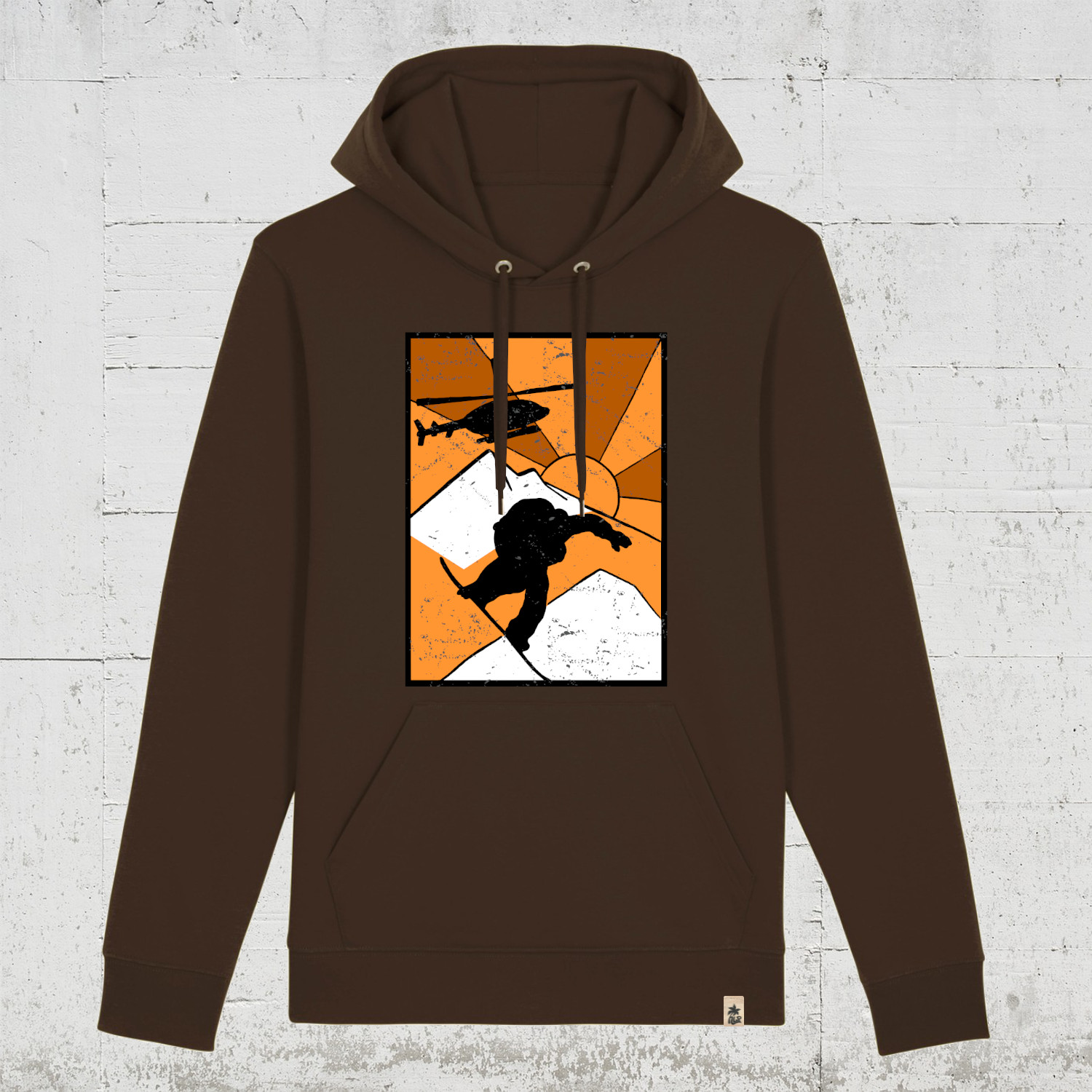 Heliboarder | Bio Hoodie unisex deep chocolate