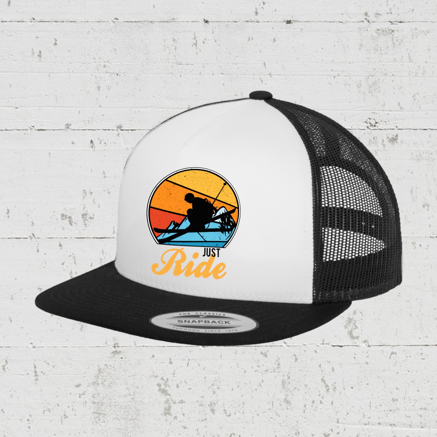 Just Ride - Ski Edition | Trucker Cap front - black white black