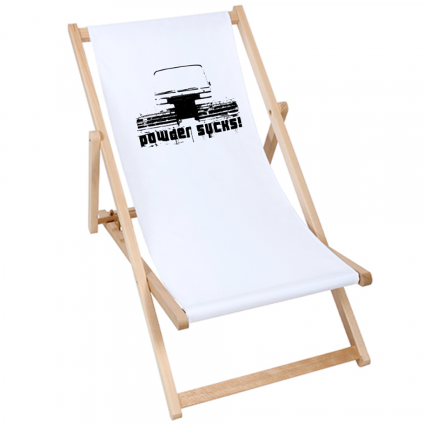 Powder Sucks! | Liegestuhl Deck Chair - white
