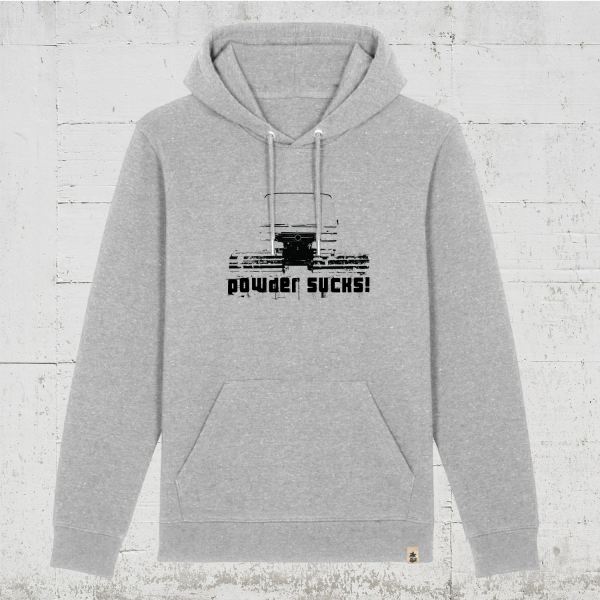 Powder Sucks | Hoodie unisex - organic - vegan - fairwear - heather grey - hell grau
