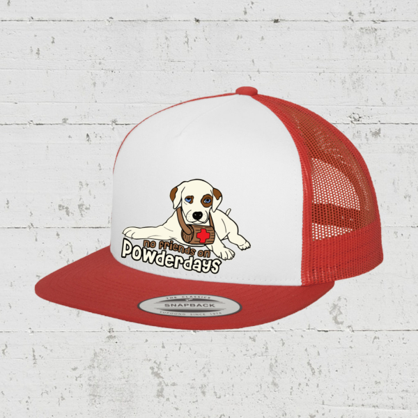 No Friends On Powderdays | Trucker Cap front - red white red
